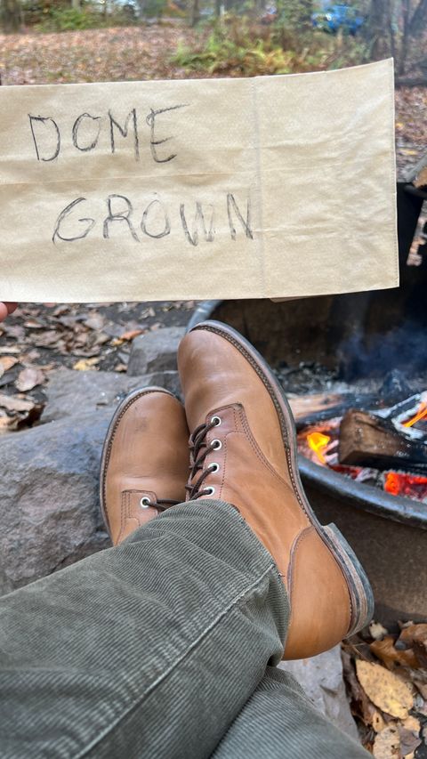 Photo by davecorey on November 5, 2023 of the Oldspeed MFG Service Boot 6” in Horween Tan Latigo.