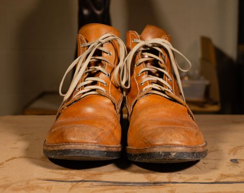 Photo by davecorey on March 5, 2026 of the Oldspeed MFG Henry Johnson Boot in Horween Russet Horsehide Strips.