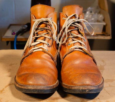 Photo by davecorey on April 2, 2026 of the Oldspeed MFG Henry Johnson Boot in Horween Russet Horsehide Strips.