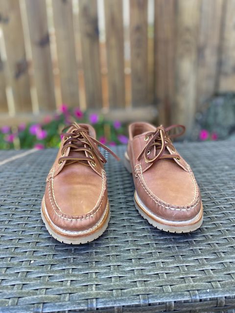 Photo by MaxPower on October 1, 2022 of the Rancourt & Co. Classic Ranger-Moc in Horween Unglazed Natural Shell Cordovan.