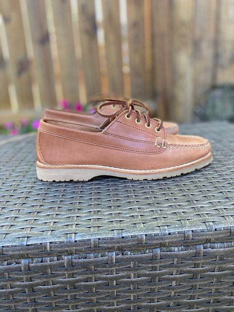 Photo by MaxPower on October 1, 2022 of the Rancourt & Co. Classic Ranger-Moc in Horween Unglazed Natural Shell Cordovan.