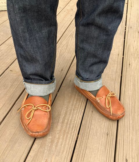 Photo by jbyer111 on November 27, 2025 of the Town View Ole Maine Comfort Classic Double Sole Moccasin in Unknown Top Grain Bullhide & Unknown Deerskin Lining.
