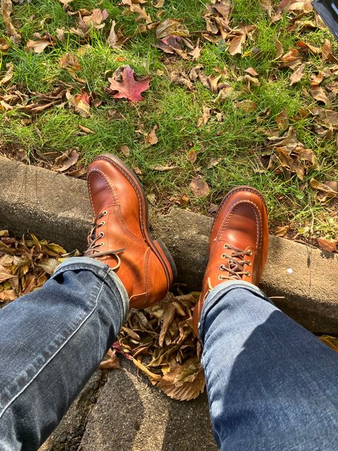 Photo by jbyer111 on October 28, 2024 of the Nicks Moc Toe in Wickett & Craig Natural Double Stuffed.