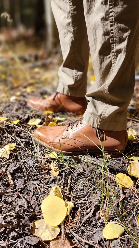 Photo by jranders52 on December 5, 2023 of the Iron Boots x Østmo Type 1 in Maryam Light Brown Washed Horsehide.