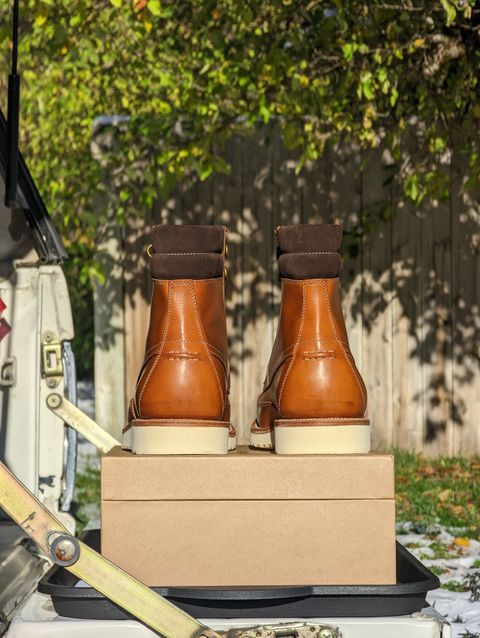 Photo by Vultain on November 9, 2022 of the Grant Stone Field Boot in Badalassi Carlo Saddle Tan Minerva.