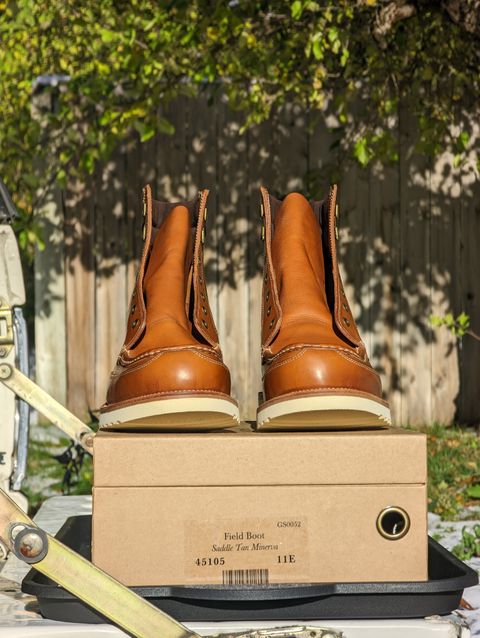 Photo by Vultain on November 9, 2022 of the Grant Stone Field Boot in Badalassi Carlo Saddle Tan Minerva.