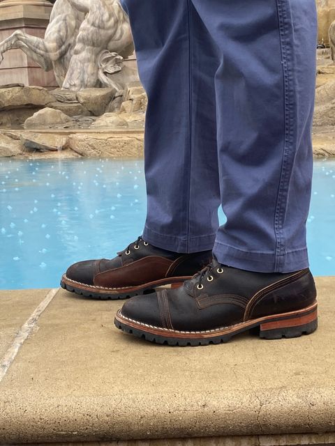 Photo by RoseAnvil_Taylor on January 6, 2023 of the Nicks Unknown Model in Horween Dark Brown Waxed Flesh.