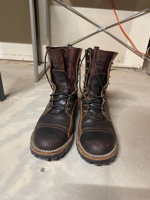 Photo by RoseAnvil_Taylor on February 6, 2023 of the Nicks Unknown Model in Horween Dark Brown Waxed Flesh.
