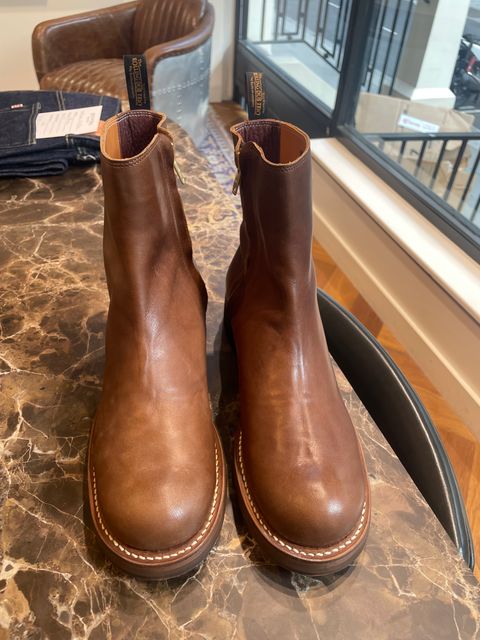 Photo by HeritageWearingPatriot on July 15, 2026 of the Rolling Dub Trio Casper Boot in brown horsehide.