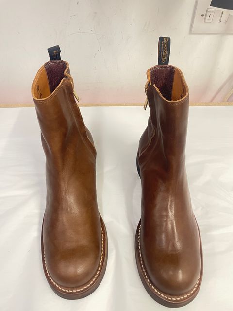 Photo by HeritageWearingPatriot on July 15, 2026 of the Rolling Dub Trio Casper Boot in brown horsehide.