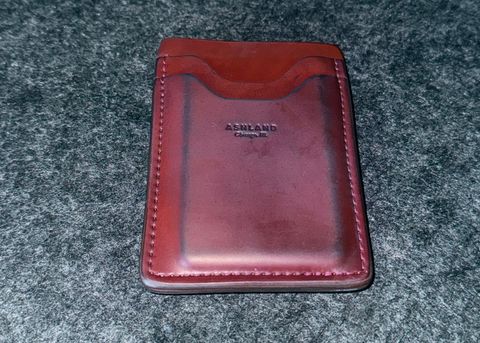 Photo by HeritageWearingPatriot on November 1, 2025 of the Ashland Leather One Off Lucky Card Holder in Horween Garnet Shell Cordovan.