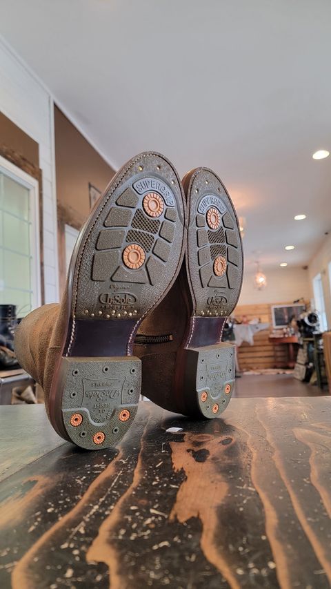 Photo by HeritageWearingPatriot on July 13, 2026 of the Grant Stone Elias in Horween Natural Chromexcel Roughout.