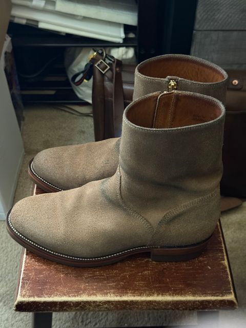 Photo by HeritageWearingPatriot on July 17, 2026 of the Grant Stone Elias in Horween Natural Chromexcel Roughout.