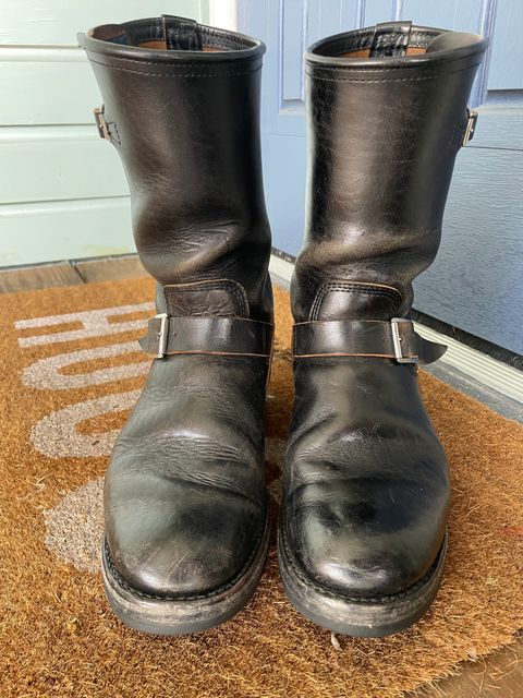 Photo by rickdawg on January 5, 2023 of the John Lofgren Wabash Engineer Boots in Shinki Black Oiled Horsebutt.