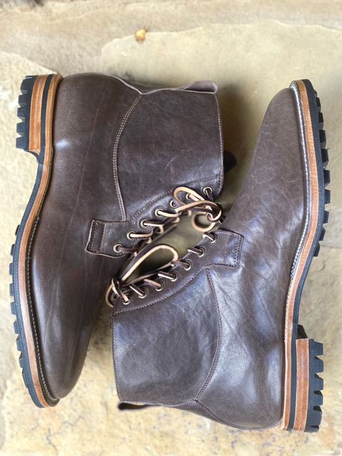 Photo by nathanjcreel on October 1, 2022 of the Viberg Country Boot in Maryam Brown Washed Horse.