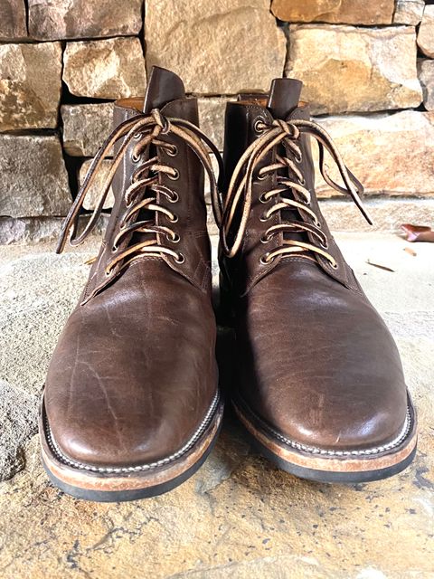 Photo by nathanjcreel on November 4, 2022 of the Viberg Country Boot in Maryam Brown Washed Horse.