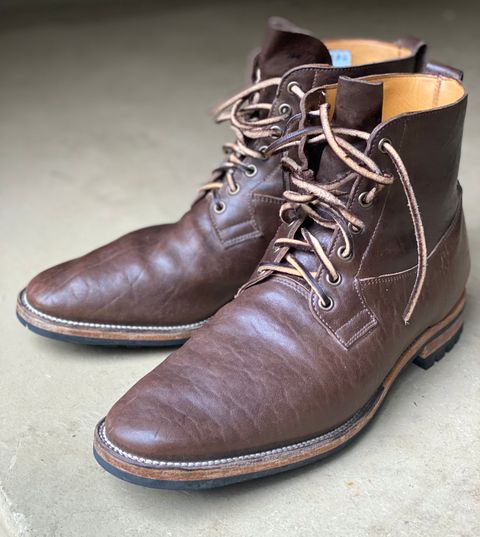 Photo by nathanjcreel on January 4, 2023 of the Viberg Country Boot in Maryam Brown Washed Horse.
