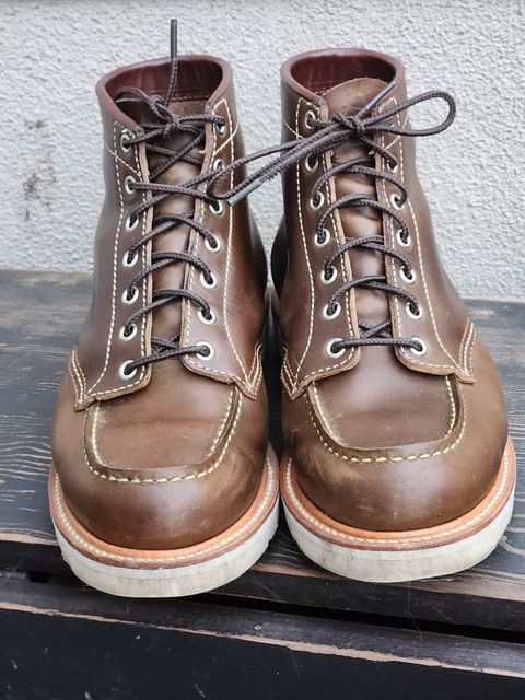 Photo by denimhound on December 6, 2022 of the John Lofgren Moc Toe Boots in Horween Olive Chromexcel.