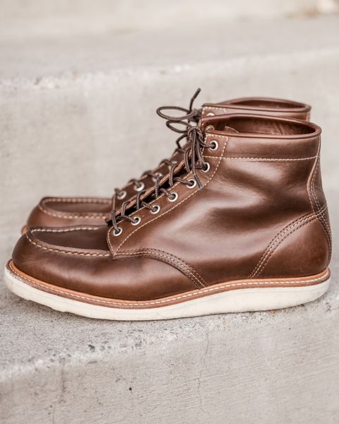 Photo by denimhound on April 5, 2023 of the John Lofgren Moc Toe Boots in Horween Olive Chromexcel.