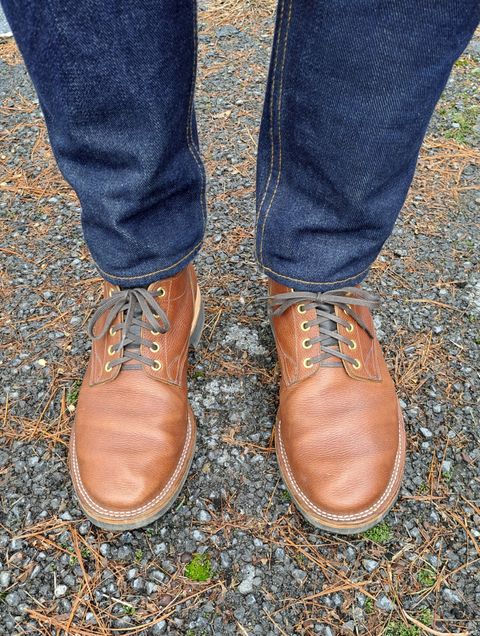 Photo by NewRiverBoot on January 13, 2023 of the New River Boot Quade in Horween Waxed Latigo Hatchgrain.