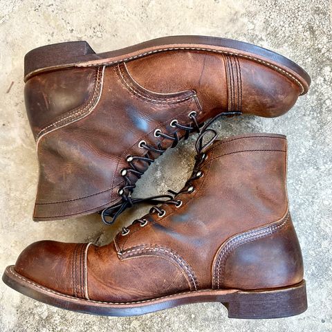 Photo by bootscootboogie on February 6, 2023 of the Red Wing Iron Ranger in S.B. Foot Copper Rough and Tough.