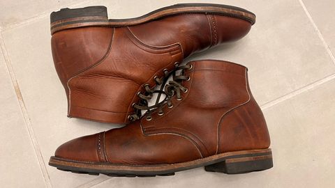 Photo by boots.bikes.rx on March 6, 2023 of the Viberg Service Boot BCT in Horween Saddle Tan Chromepak.