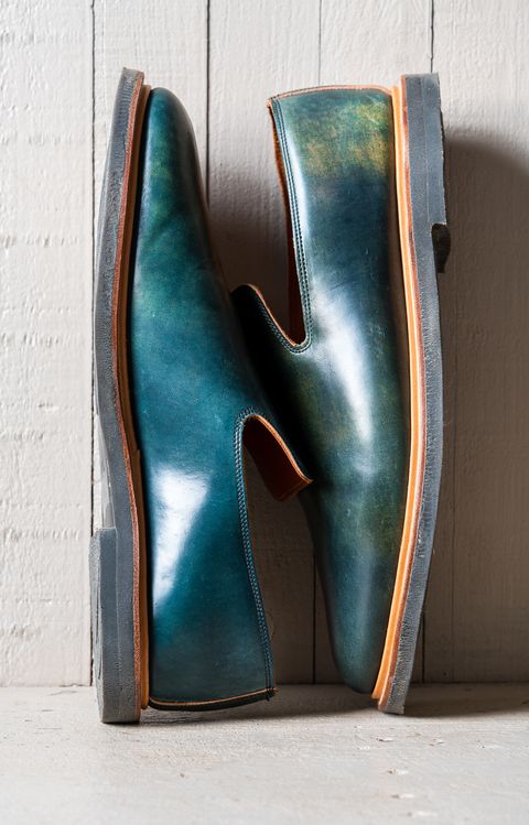 Photo by amvoith on October 1, 2022 of the Viberg Slipper in Horween Black Scuffed Shell Cordovan.