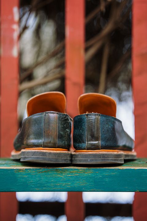 Photo by amvoith on January 1, 2023 of the Viberg Slipper in Horween Black Scuffed Shell Cordovan.