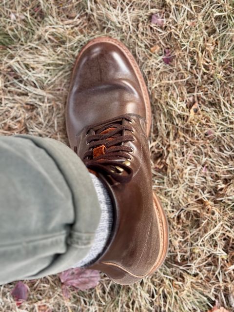 Photo by ACepero on October 13, 2024 of the Allen Edmonds Higgins Mill in Horween Brown Chromexcel.