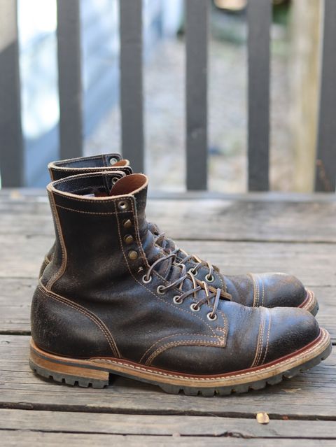 Photo by stepped_in_dookie_again on October 4, 2025 of the Truman Upland Boot in Horween Black Waxed Flesh.