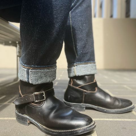 View photo of Viberg Engineer in Maryam Black Teacore Horsebutt