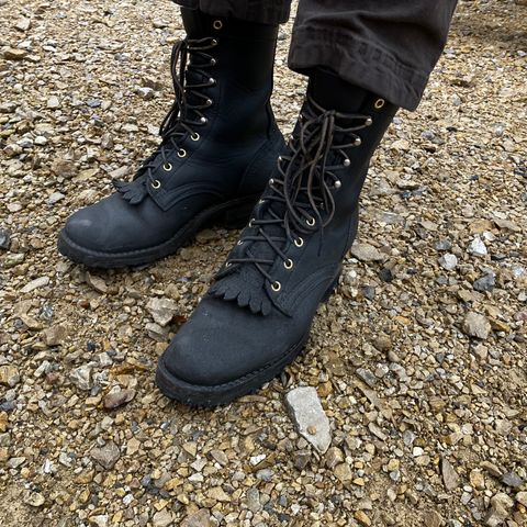 View photo of Frank's Boots Type 2 Highlander in Seidel Black Oil Tan Roughout