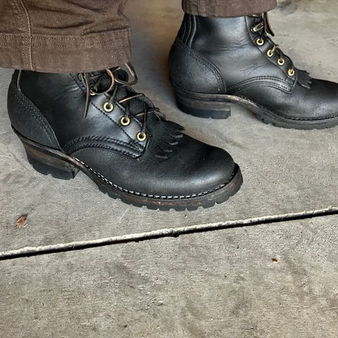 View photo of Frank's Boots Type 2 Highlander in Seidel Black Oil Tan Roughout