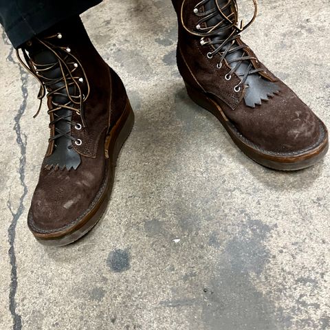 View photo of Frank's Boots Rainier in Seidel Mocha Oil Tan Roughout