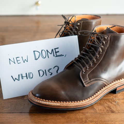 Viberg Derby Boot in Horween Dark Cognac Shell Cordovan