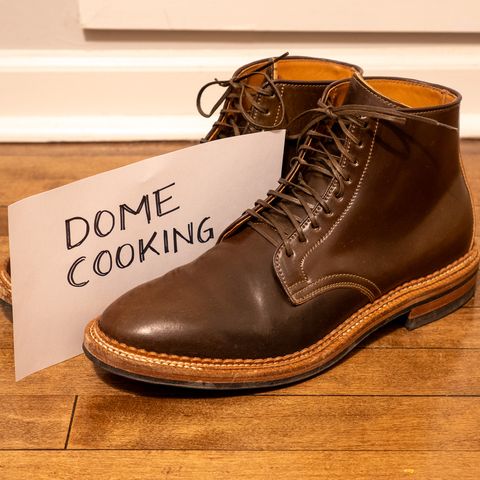 Viberg Derby Boot in Horween Dark Cognac Shell Cordovan