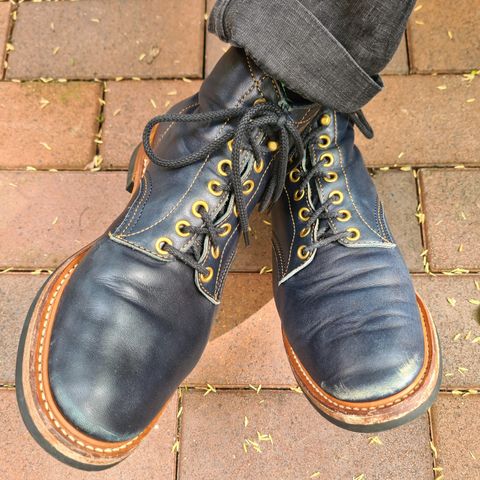 View photo of Y'2 Leather Work Boot in Indigo Horsehide