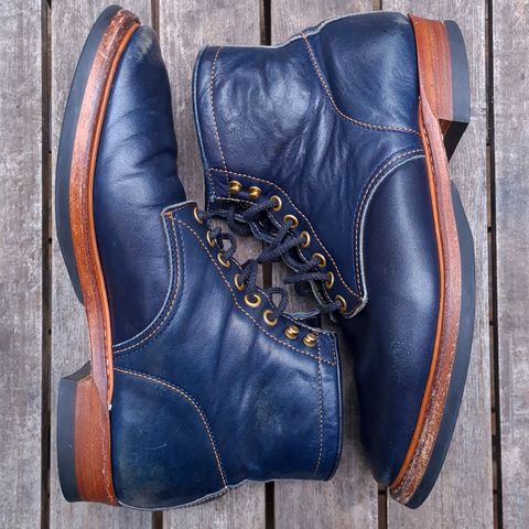 View photo of Y'2 Leather Work Boot in Indigo Horsehide