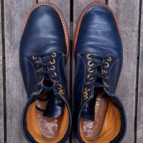 View photo of Y'2 Leather Work Boot in Indigo Horsehide