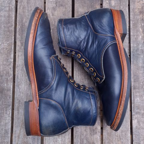 View photo of Y'2 Leather Work Boot in Indigo Horsehide