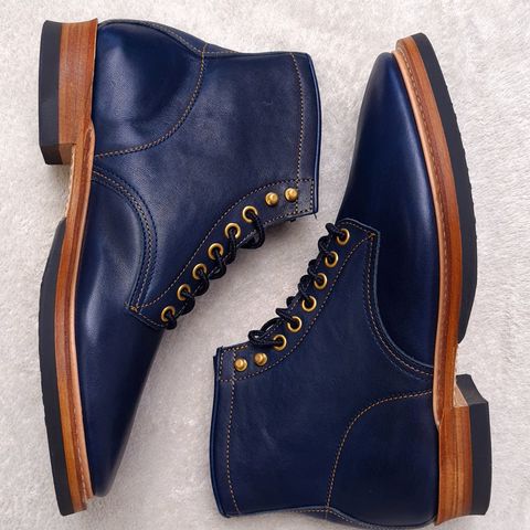 View photo of Y'2 Leather Work Boot in Indigo Horsehide