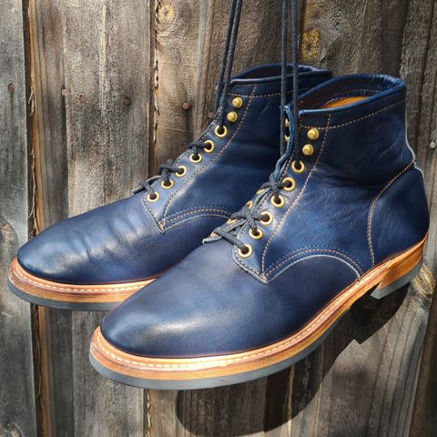 View photo of Y'2 Leather Work Boot in Indigo Horsehide