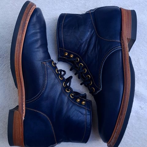Y'2 Leather Work Boot in Indigo Horsehide