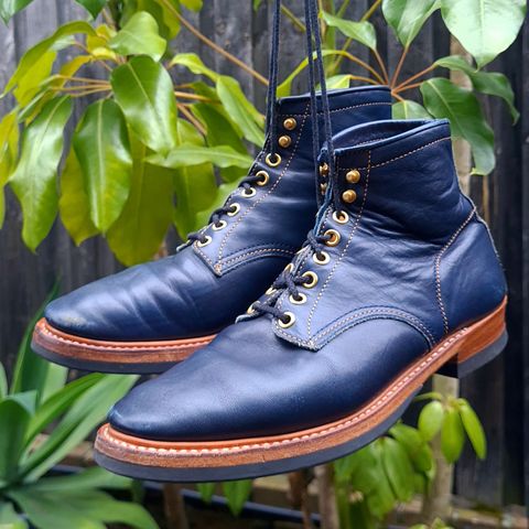 View photo of Y'2 Leather Work Boot in Indigo Horsehide