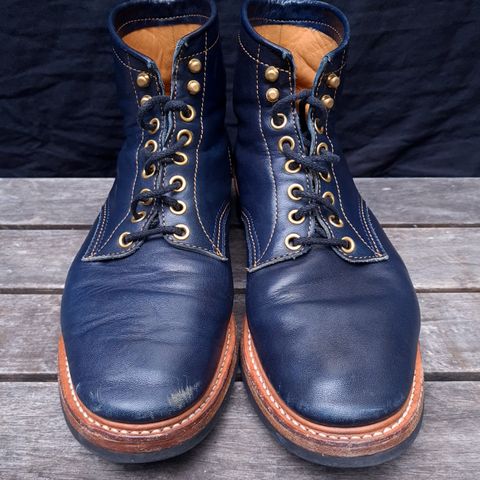 Y'2 Leather Work Boot in Indigo Horsehide