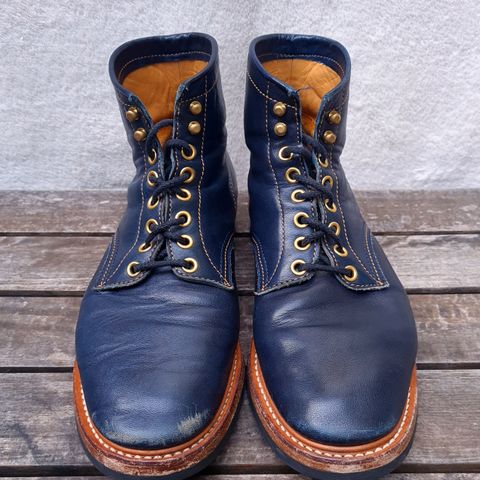 View photo of Y'2 Leather Work Boot in Indigo Horsehide