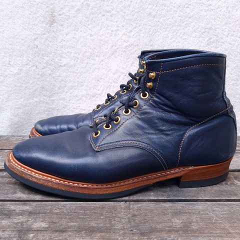 View photo of Y'2 Leather Work Boot in Indigo Horsehide