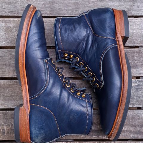 View photo of Y'2 Leather Work Boot in Indigo Horsehide