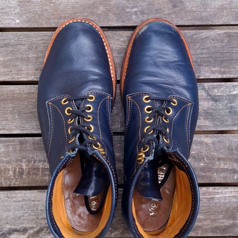 View photo of Y'2 Leather Work Boot in Indigo Horsehide