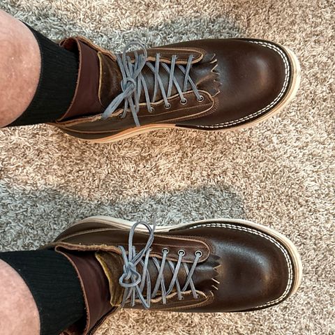 View photo of Frank's Boots Rainier in Horween Cinnamon Waxed Flesh